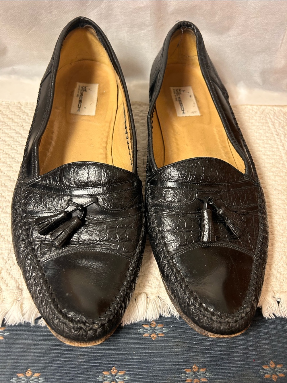 Moreschi Black Leather Tassel Loafers